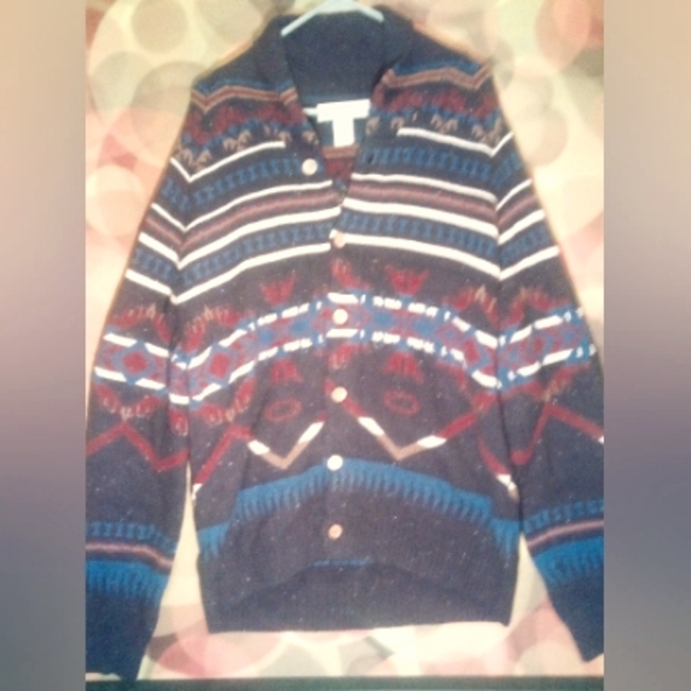 H&M men's vintage style button up sweater wool